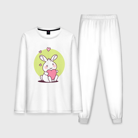 Мужская пижама хлопок (с лонгсливом) с принтом Кролик  с сердечком в Санкт-Петербурге,  |  | 