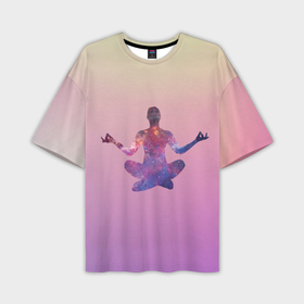 Мужская футболка OVERSIZE 3D с принтом Поза лотоса в йоге в Курске,  |  | 