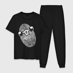 Мужская пижама хлопок с принтом Skateboard   fingerprint   philosophy в Курске, 100% хлопок | брюки и футболка прямого кроя, без карманов, на брюках мягкая резинка на поясе и по низу штанин
 | 