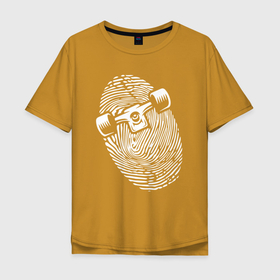 Мужская футболка хлопок Oversize с принтом Skateboard   fingerprint   philosophy в Курске, 100% хлопок | свободный крой, круглый ворот, “спинка” длиннее передней части | 