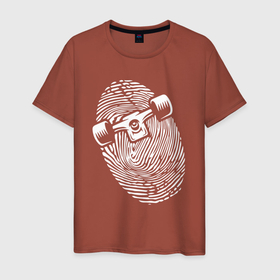 Мужская футболка хлопок с принтом Skateboard   fingerprint   philosophy в Курске, 100% хлопок | прямой крой, круглый вырез горловины, длина до линии бедер, слегка спущенное плечо. | Тематика изображения на принте: 