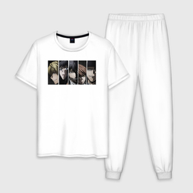 Мужская пижама хлопок с принтом Игра Друзей   Tomodachi Game в Тюмени, 100% хлопок | брюки и футболка прямого кроя, без карманов, на брюках мягкая резинка на поясе и по низу штанин
 | 