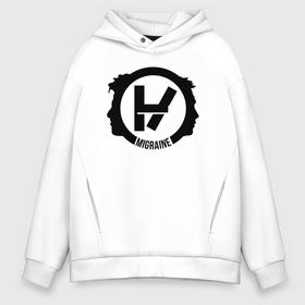 Мужское худи Oversize хлопок с принтом Migraine   Twenty One Pilots в городе Новоалтайск, френч-терри — 70% хлопок, 30% полиэстер. Мягкий теплый начес внутри —100% хлопок | боковые карманы, эластичные манжеты и нижняя кромка, капюшон на магнитной кнопке | 