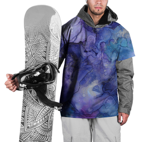 Накидка на куртку 3D с принтом Акварельная абстракция в синих тонах в Тюмени, 100% полиэстер |  | 