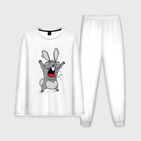 Мужская пижама хлопок (с лонгсливом) с принтом Злой  заяц в Курске,  |  | 