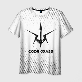 Мужская футболка 3D с принтом Code Geass с потертостями на светлом фоне в Белгороде, 100% полиэфир | прямой крой, круглый вырез горловины, длина до линии бедер | 