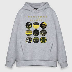 Мужское худи Oversize хлопок с принтом Twenty One Pilots коллаж в Петрозаводске, френч-терри — 70% хлопок, 30% полиэстер. Мягкий теплый начес внутри —100% хлопок | боковые карманы, эластичные манжеты и нижняя кромка, капюшон на магнитной кнопке | 