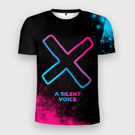 Мужская футболка 3D Slim с принтом A Silent Voice   neon gradient , 100% полиэстер с улучшенными характеристиками | приталенный силуэт, круглая горловина, широкие плечи, сужается к линии бедра | 