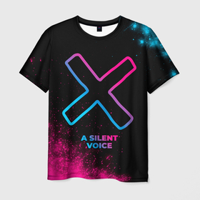 Мужская футболка 3D с принтом A Silent Voice   neon gradient , 100% полиэфир | прямой крой, круглый вырез горловины, длина до линии бедер | 