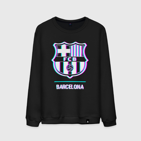 Мужской свитшот хлопок с принтом Barcelona FC в стиле glitch , 100% хлопок |  | 