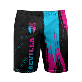 Мужские шорты спортивные с принтом Sevilla   neon gradient: по вертикали в Петрозаводске,  |  | 