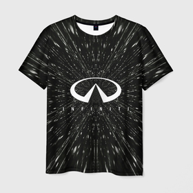 Мужская футболка 3D с принтом Эмблема Инфинити, автомобильная тема , 100% полиэфир | прямой крой, круглый вырез горловины, длина до линии бедер | 