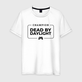 Мужская футболка хлопок с принтом Dead by Daylight gaming champion: рамка с лого и джойстиком в Курске, 100% хлопок | прямой крой, круглый вырез горловины, длина до линии бедер, слегка спущенное плечо. | 