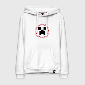 Мужская толстовка хлопок с принтом Символ Minecraft и красная краска вокруг в городе Новоалтайск, френч-терри, мягкий теплый начес внутри (100% хлопок) | карман-кенгуру, эластичные манжеты и нижняя кромка, капюшон с подкладом и шнурком | 
