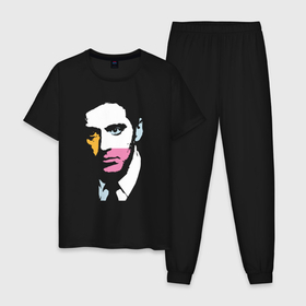 Мужская пижама хлопок с принтом Аль Пачино pop art , 100% хлопок | брюки и футболка прямого кроя, без карманов, на брюках мягкая резинка на поясе и по низу штанин
 | 