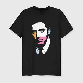 Мужская футболка хлопок Slim с принтом Аль Пачино pop art в Тюмени, 92% хлопок, 8% лайкра | приталенный силуэт, круглый вырез ворота, длина до линии бедра, короткий рукав | 