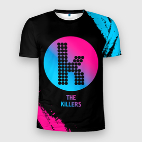 Мужская футболка 3D Slim с принтом The Killers   neon gradient в Санкт-Петербурге, 100% полиэстер с улучшенными характеристиками | приталенный силуэт, круглая горловина, широкие плечи, сужается к линии бедра | 