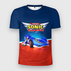 Мужская футболка 3D Slim с принтом Team Sonic Racing    Ёжик и его точило , 100% полиэстер с улучшенными характеристиками | приталенный силуэт, круглая горловина, широкие плечи, сужается к линии бедра | 