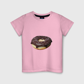 Детская футболка хлопок с принтом Шоколадный пончик в Петрозаводске, 100% хлопок | круглый вырез горловины, полуприлегающий силуэт, длина до линии бедер | Тематика изображения на принте: 