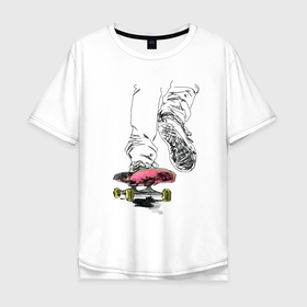 Мужская футболка хлопок Oversize с принтом Skateboarding   graphics в Екатеринбурге, 100% хлопок | свободный крой, круглый ворот, “спинка” длиннее передней части | 