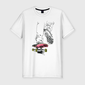 Мужская футболка хлопок Slim с принтом Skateboarding   graphics в Екатеринбурге, 92% хлопок, 8% лайкра | приталенный силуэт, круглый вырез ворота, длина до линии бедра, короткий рукав | 