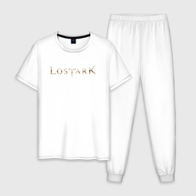 Мужская пижама хлопок с принтом Золотое лого Lost ark в Тюмени, 100% хлопок | брюки и футболка прямого кроя, без карманов, на брюках мягкая резинка на поясе и по низу штанин
 | 