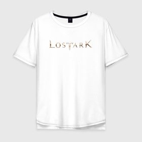 Мужская футболка хлопок Oversize с принтом Золотое лого Lost ark в Новосибирске, 100% хлопок | свободный крой, круглый ворот, “спинка” длиннее передней части | 