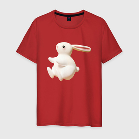 Мужская футболка хлопок с принтом большой  белый кролик в Петрозаводске, 100% хлопок | прямой крой, круглый вырез горловины, длина до линии бедер, слегка спущенное плечо. | 