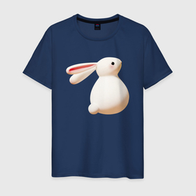 Мужская футболка хлопок с принтом Белый большой кролик в Курске, 100% хлопок | прямой крой, круглый вырез горловины, длина до линии бедер, слегка спущенное плечо. | 