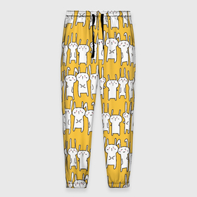 Мужские брюки 3D с принтом Милое семейство кроликов в Санкт-Петербурге, 100% полиэстер | манжеты по низу, эластичный пояс регулируется шнурком, по бокам два кармана без застежек, внутренняя часть кармана из мелкой сетки | 