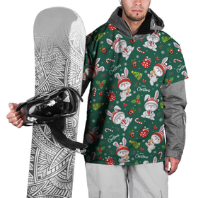 Накидка на куртку 3D с принтом Merry Christmas Rabbit 2023 в Курске, 100% полиэстер |  | Тематика изображения на принте: 