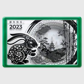 Магнит 45*70 с принтом Китайский новый год 2023 Год кролика , Пластик | Размер: 78*52 мм; Размер печати: 70*45 | 