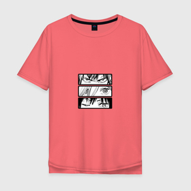 Мужская футболка хлопок Oversize с принтом Денджи, Пауэр и Аки в Санкт-Петербурге, 100% хлопок | свободный крой, круглый ворот, “спинка” длиннее передней части | 
