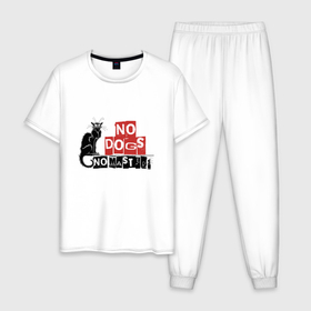 Мужская пижама хлопок с принтом No dogs no masters в Санкт-Петербурге, 100% хлопок | брюки и футболка прямого кроя, без карманов, на брюках мягкая резинка на поясе и по низу штанин
 | 