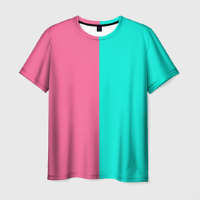Мужская футболка 3D с принтом Розово бирюзовый в Екатеринбурге, 100% полиэфир | прямой крой, круглый вырез горловины, длина до линии бедер | 
