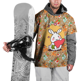 Накидка на куртку 3D с принтом Новогодний   зайчик с морковкой , 100% полиэстер |  | Тематика изображения на принте: 