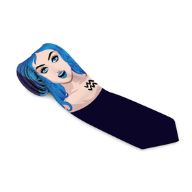 Галстук 3D с принтом Абстрактный знак зодиака Водолей девушка с голубыми волосами в Петрозаводске, 100% полиэстер | Длина 148 см; Плотность 150-180 г/м2 | 