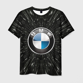 Мужская футболка 3D с принтом БМВ эмблема, автомобильная тема в Кировске, 100% полиэфир | прямой крой, круглый вырез горловины, длина до линии бедер | 