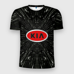 Мужская футболка 3D Slim с принтом Киа эмблема, автомобильная тема в Кировске, 100% полиэстер с улучшенными характеристиками | приталенный силуэт, круглая горловина, широкие плечи, сужается к линии бедра | Тематика изображения на принте: 