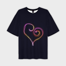 Мужская футболка OVERSIZE 3D с принтом неоновое сердечко ,  |  | 