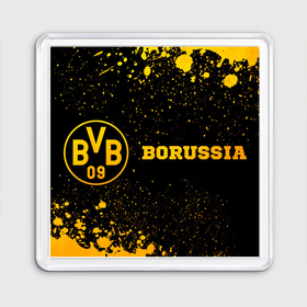 Магнит 55*55 с принтом Borussia   gold gradient: надпись и символ , Пластик | Размер: 65*65 мм; Размер печати: 55*55 мм | 