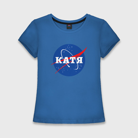 Женская футболка хлопок Slim с принтом Катя в символе Наса в Санкт-Петербурге,  |  | 