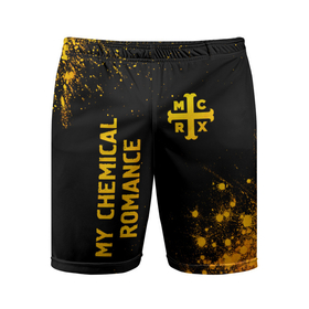 Мужские шорты спортивные с принтом My Chemical Romance   gold gradient: надпись, символ в Белгороде,  |  | 
