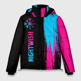 Мужская зимняя куртка 3D с принтом Nightwish   neon gradient: по вертикали в Курске, верх — 100% полиэстер; подкладка — 100% полиэстер; утеплитель — 100% полиэстер | длина ниже бедра, свободный силуэт Оверсайз. Есть воротник-стойка, отстегивающийся капюшон и ветрозащитная планка. 

Боковые карманы с листочкой на кнопках и внутренний карман на молнии. | 