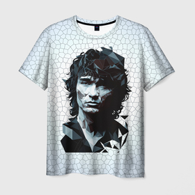 Мужская футболка 3D с принтом Виктор Цой   полигональный портрет в Курске, 100% полиэфир | прямой крой, круглый вырез горловины, длина до линии бедер | 