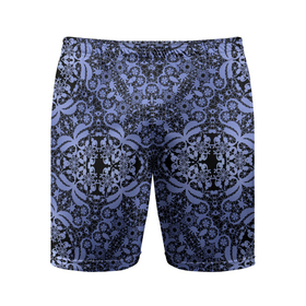 Мужские шорты спортивные с принтом Ажурный модный кружевной синий узор в Тюмени,  |  | Тематика изображения на принте: 