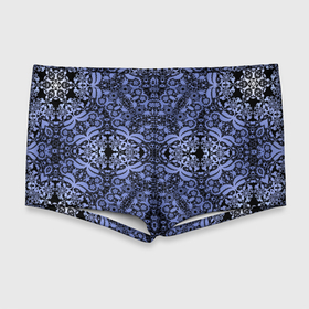 Мужские купальные плавки 3D с принтом Ажурный модный кружевной синий узор в Тюмени, Полиэстер 85%, Спандекс 15% |  | Тематика изображения на принте: 