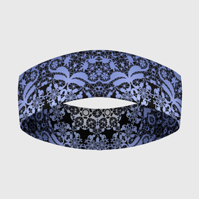 Повязка на голову 3D с принтом Ажурный модный кружевной синий узор в Тюмени,  |  | Тематика изображения на принте: 