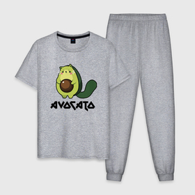 Мужская пижама хлопок с принтом Avocado   AvoCATo   Joke в Кировске, 100% хлопок | брюки и футболка прямого кроя, без карманов, на брюках мягкая резинка на поясе и по низу штанин
 | Тематика изображения на принте: 