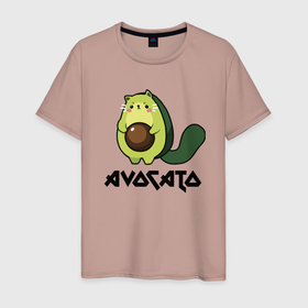 Мужская футболка хлопок с принтом Avocado   AvoCATo   Joke в Курске, 100% хлопок | прямой крой, круглый вырез горловины, длина до линии бедер, слегка спущенное плечо. | 